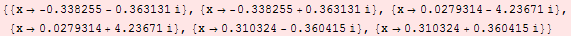 RowBox[{{, RowBox[{RowBox[{{, RowBox[{x, , RowBox[{RowBox[{-, 0.338255}], -, RowBox[{0 ... , RowBox[{RowBox[{0.310324, }], +, RowBox[{0.360415,  , }]}]}], }}]}], }}]