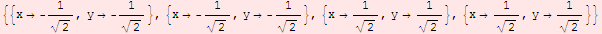 {{x -1/2^(1/2), y -1/2^(1/2)}, {x -1/2^(1/2), y -1/2^(1/2)}, {x1/2^(1/2), y1/2^(1/2)}, {x1/2^(1/2), y1/2^(1/2)}}